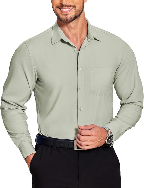 COOFANDY Men's Long Sleeve Muscle Fit Dress Wrinkle-Free Button Down Business Casual Shirts