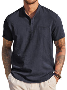 Classic Comfy Summer Henley Shirt (US Only) Shirts coofandy Navy Blue S 