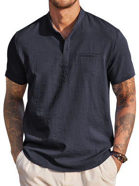 Classic Comfy Summer Henley Shirt (US Only) Shirts coofandy Navy Blue S 