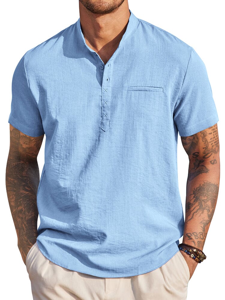 Classic Comfy Summer Henley Shirt (US Only) Shirts coofandy Clear Blue S 