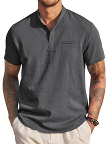 Classic Comfy Summer Henley Shirt (US Only) Shirts coofandy Dark Grey S 