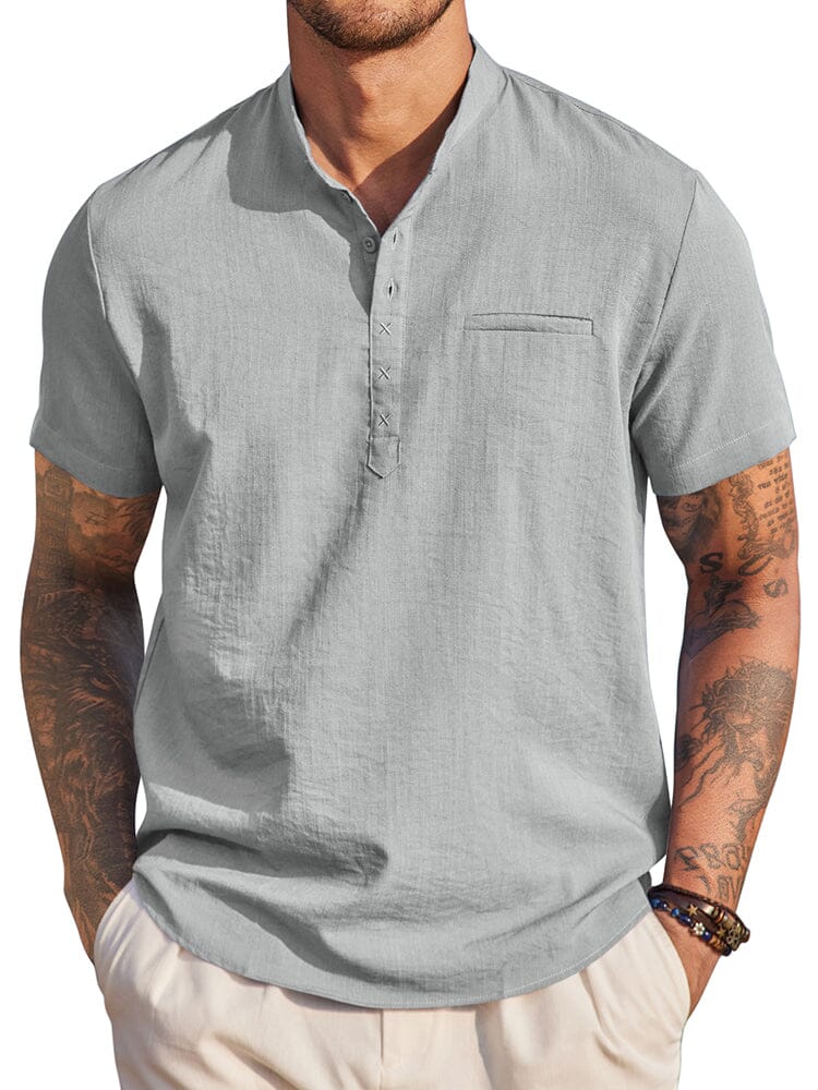 Classic Comfy Summer Henley Shirt (US Only) Shirts coofandy Light Grey S 
