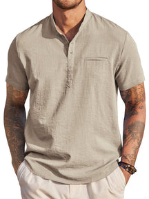 Classic Comfy Summer Henley Shirt (US Only) Shirts coofandy Khaki S 