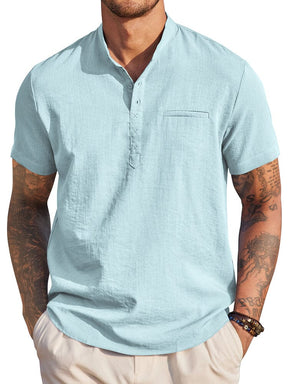 Classic Comfy Summer Henley Shirt (US Only) Shirts coofandy Green Blue S 