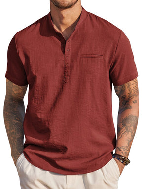 Classic Comfy Summer Henley Shirt (US Only) Shirts coofandy Wine Red S 