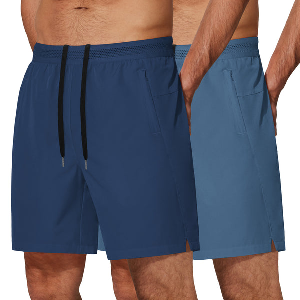 COOFANDY Men's 2 Pack Gym Workout Shorts 7 Inch Quick Dry Athletic Shorts Lightweight Running Shorts with Pockets