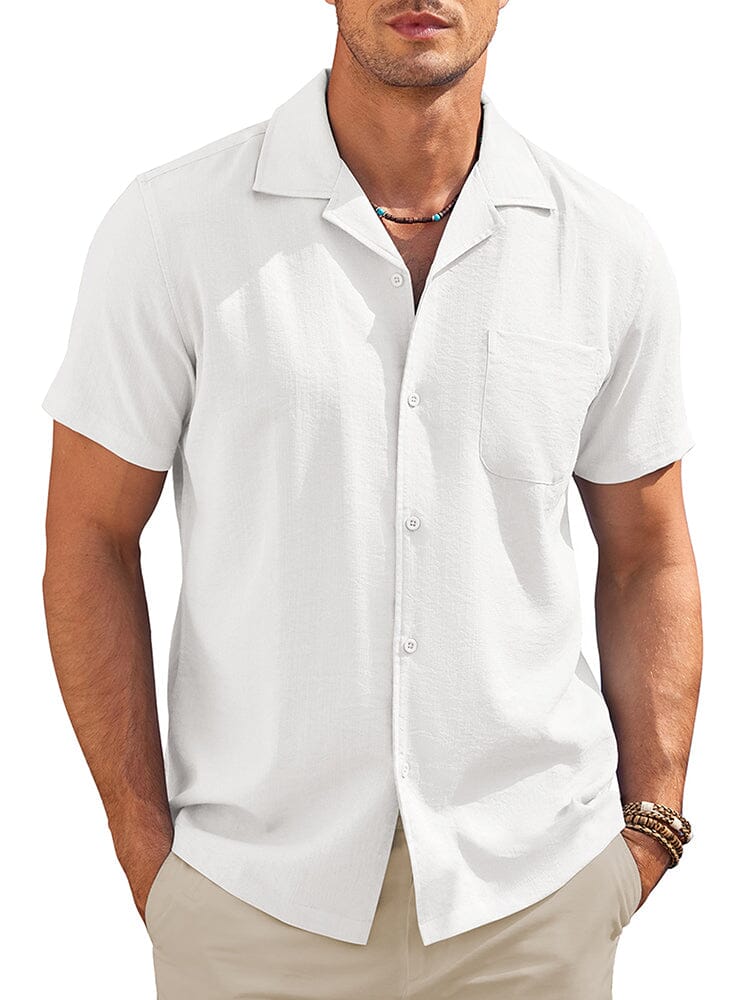 Casual Vacation Cuban Shirt Shirts coofandy White S 