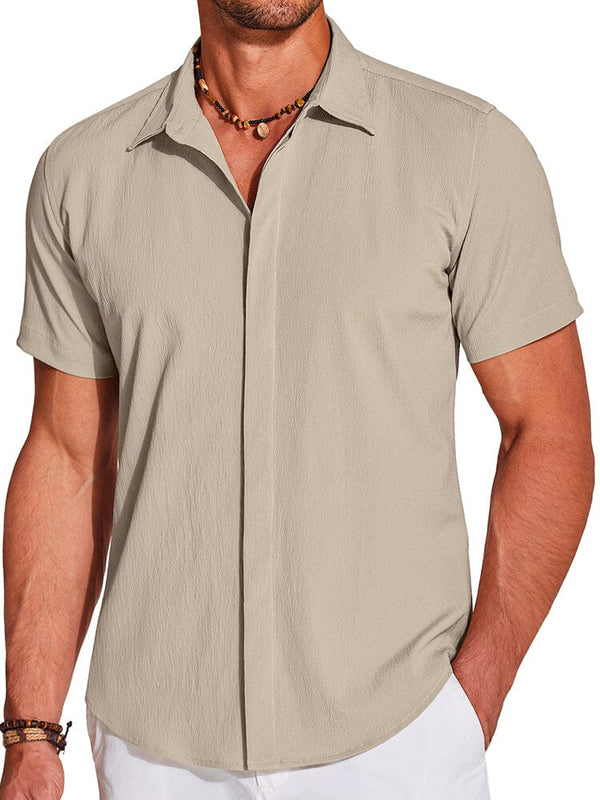 Casual Wrinkle Free Textured Shirt (US Only) Shirts coofandy Khaki S 