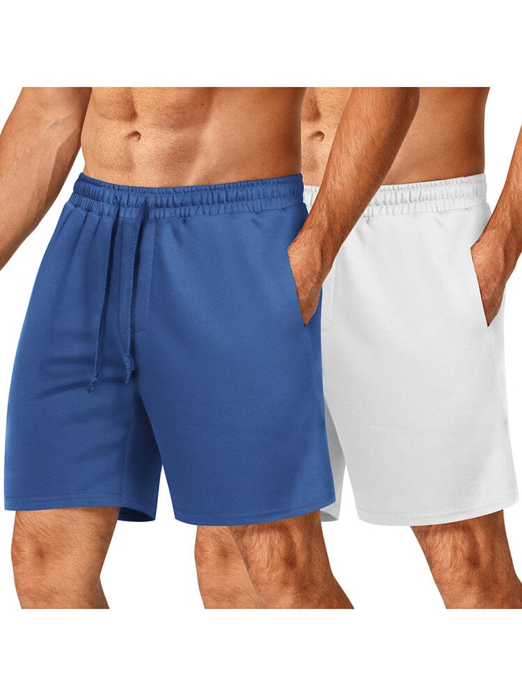 2 Pack Athletic Workout Shorts (US Only) Shorts coofandy Blue/White S 