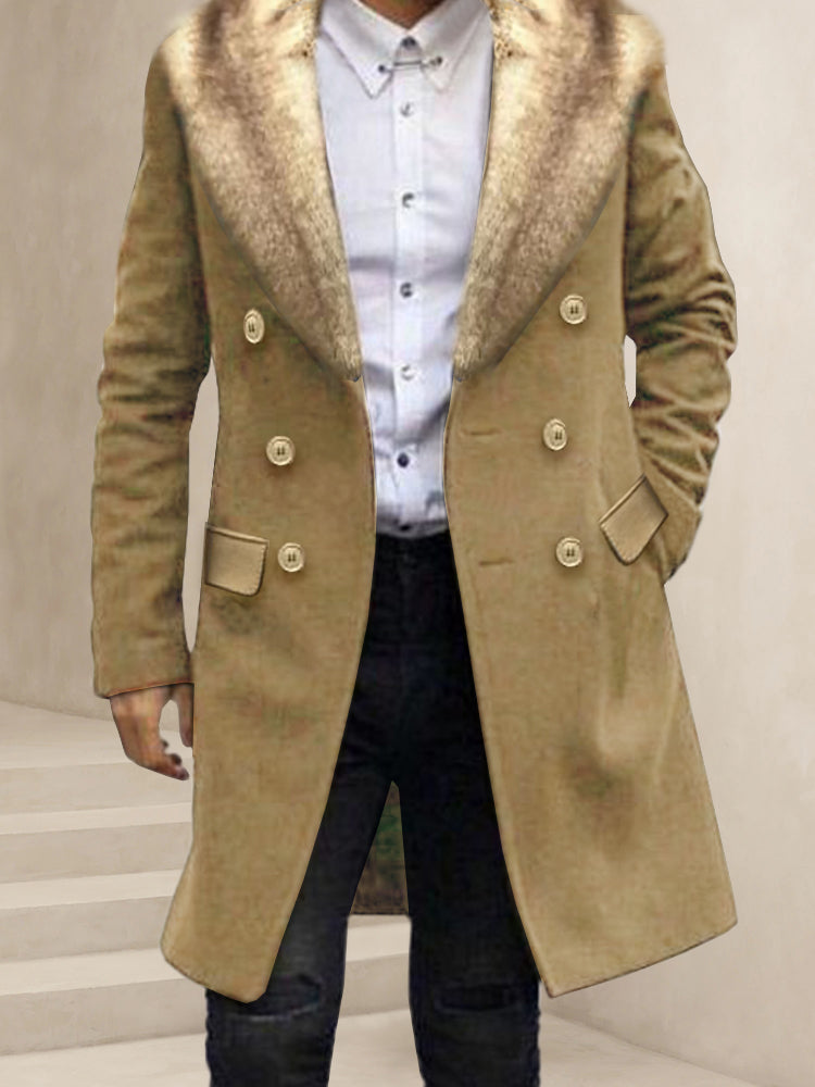 Warm Double-Breasted Tweed Coat