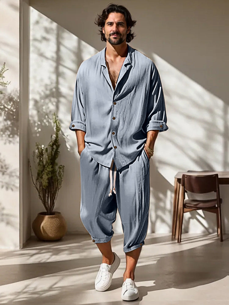 Leisure Relaxed Fit 100% Cotton Shirt Set