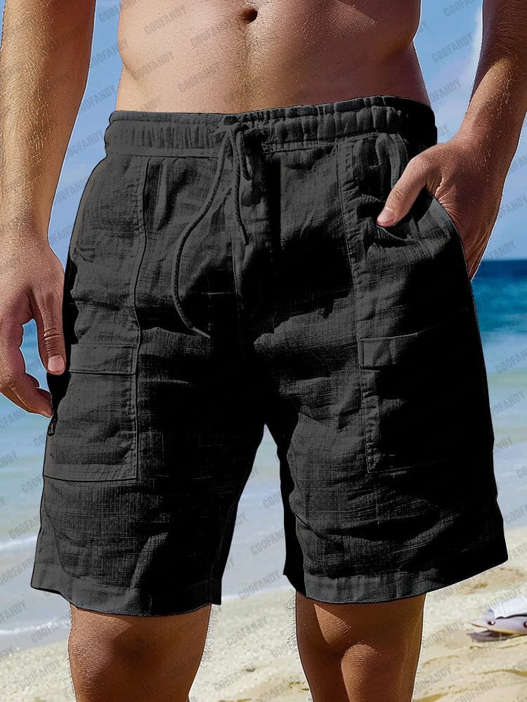 Lightweight Multi Pockets 100% Cotton Shorts Shorts coofandy Black M 