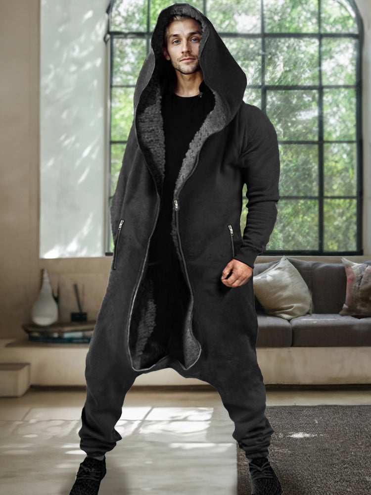 Thermal Fleece Lined Hooded Jumpsuit