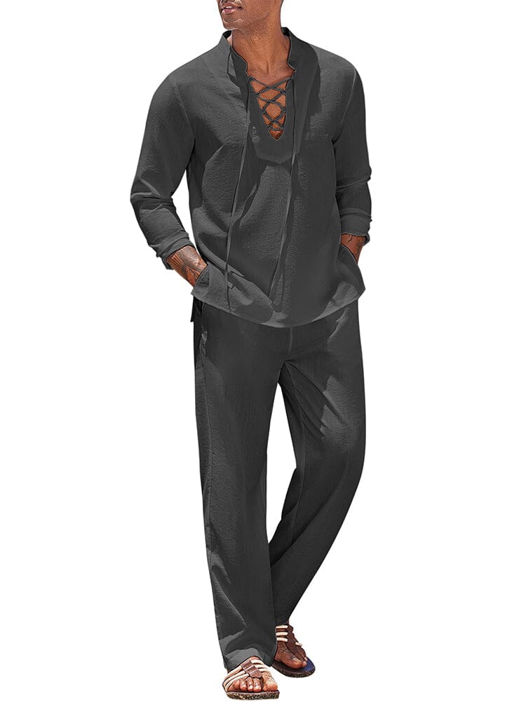 Leisure 2-Piece Vacation Outfit (US Only) Sets coofandy Dark Grey S 