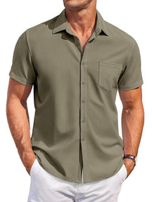 Classic Leisure Wrinkle Free Shirt Shirts coofandy Army Green S 