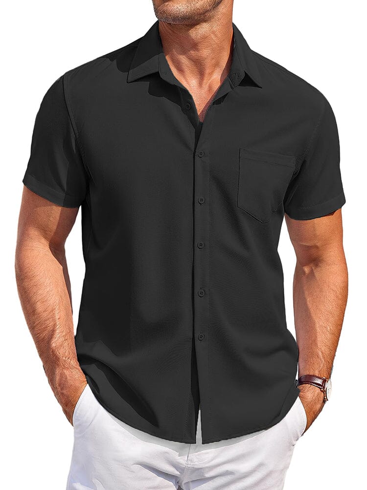 Classic Leisure Wrinkle Free Shirt Shirts coofandy Black S 