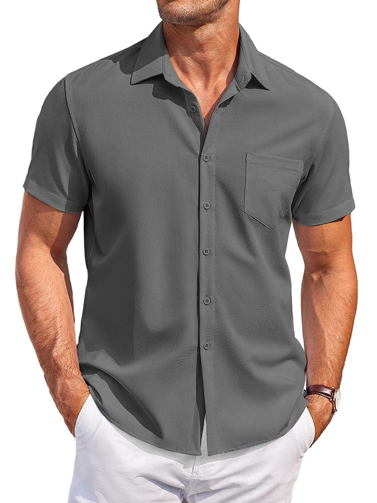 Classic Leisure Wrinkle Free Shirt Shirts coofandy Dark Grey S 
