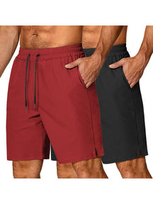 Athletic 2 Pack Workout Shorts (US Only) Shorts coofandy Red/Black S 