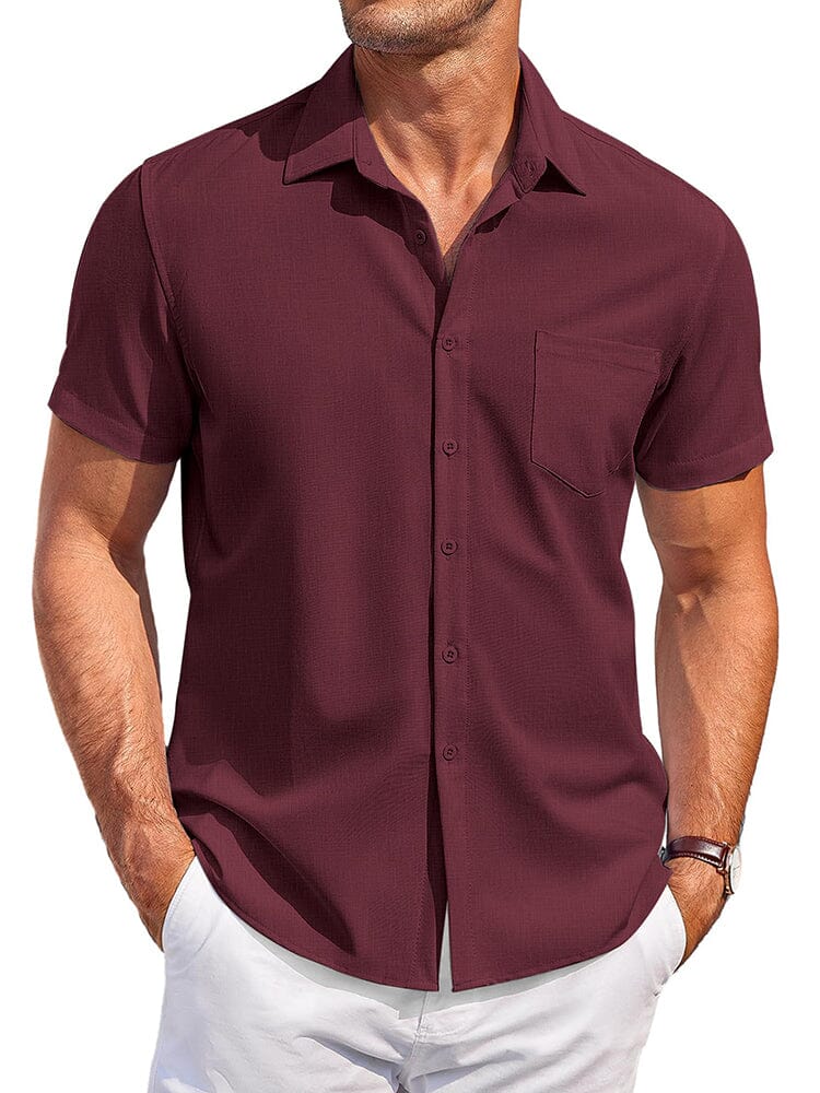 Classic Leisure Wrinkle Free Shirt Shirts coofandy Red S 