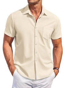 Classic Leisure Wrinkle Free Shirt Shirts coofandy Khaki S 