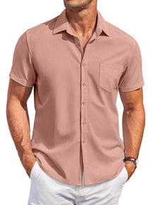 Classic Leisure Wrinkle Free Shirt Shirts coofandy Pink S 