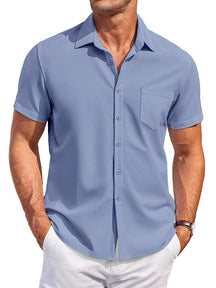 Classic Leisure Wrinkle Free Shirt Shirts coofandy Dark Blue S 