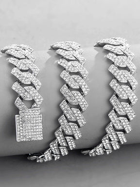 Cuban Link Chain Rhinestone Necklace