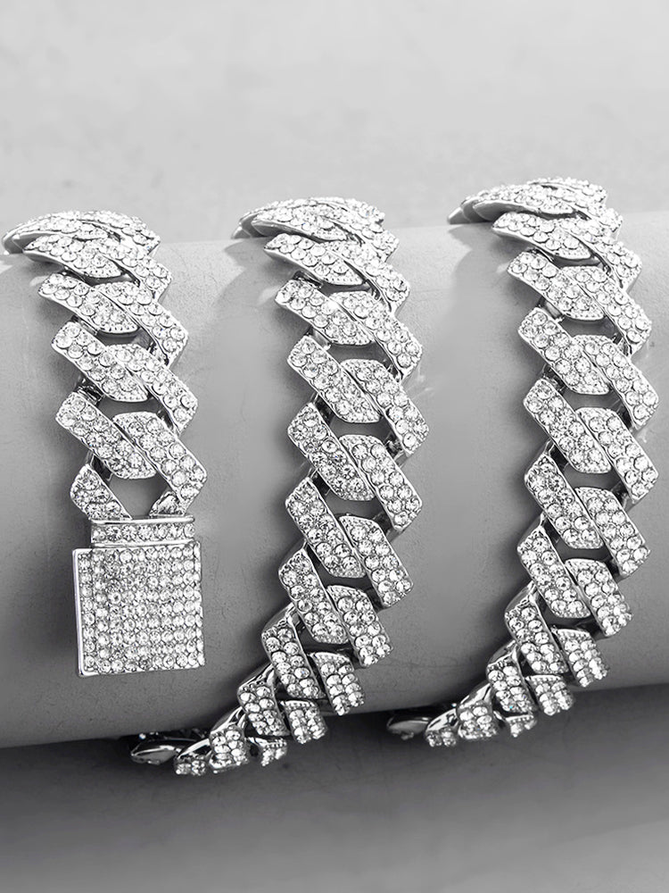 Cuban Link Chain Rhinestone Necklace