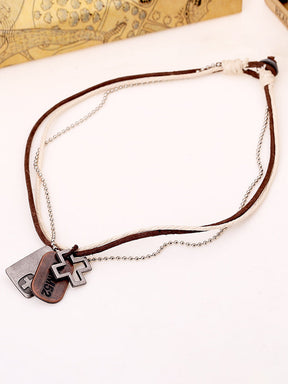 Vintage Cross Layered Pendant Necklace