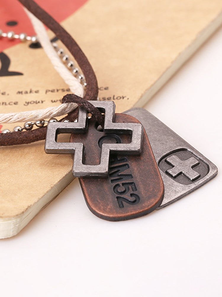 Vintage Cross Layered Pendant Necklace