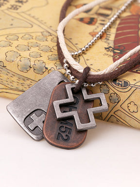 Vintage Cross Layered Pendant Necklace