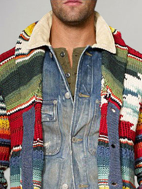 Stylish Rainbow Striped Knit Cardigan