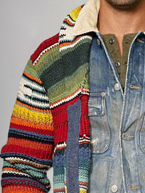 Stylish Rainbow Striped Knit Cardigan