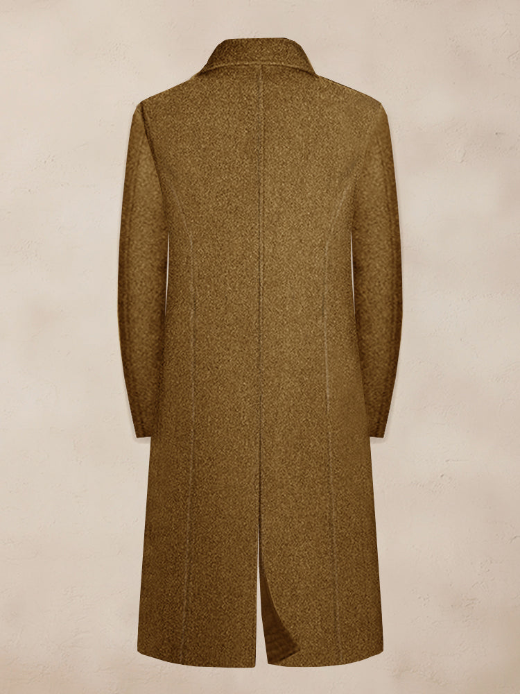 Classic Lapel Long Tweed Coat