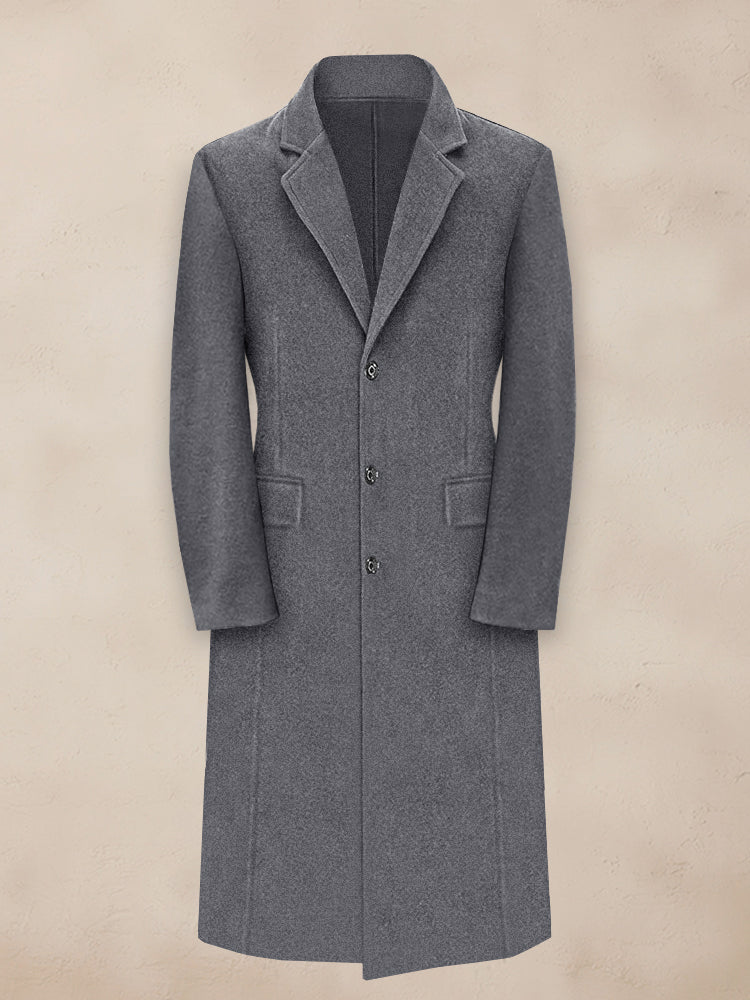 Classic Lapel Long Tweed Coat