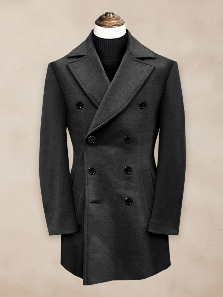 Classic Mid-Length Lined Tweed Coat