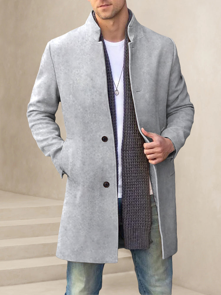 Classic Stand Collar Tweed Coat