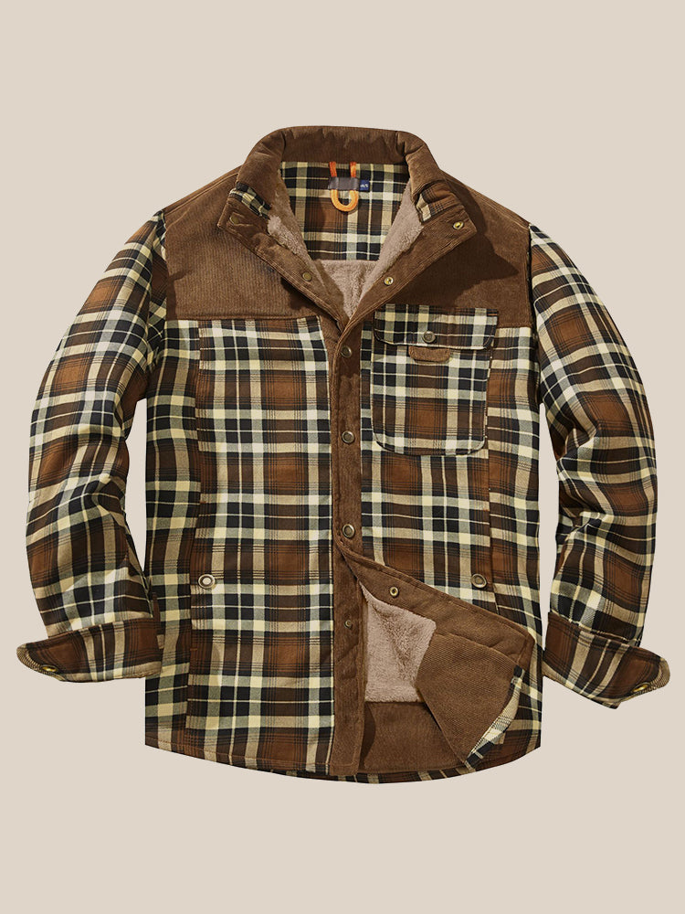 Casual Fleece Lined Plaid Jacket