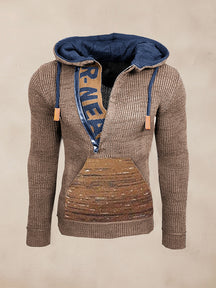 Stylish Splicing Knit Pullover Hoodie