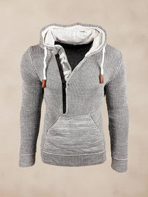 Stylish Splicing Knit Pullover Hoodie