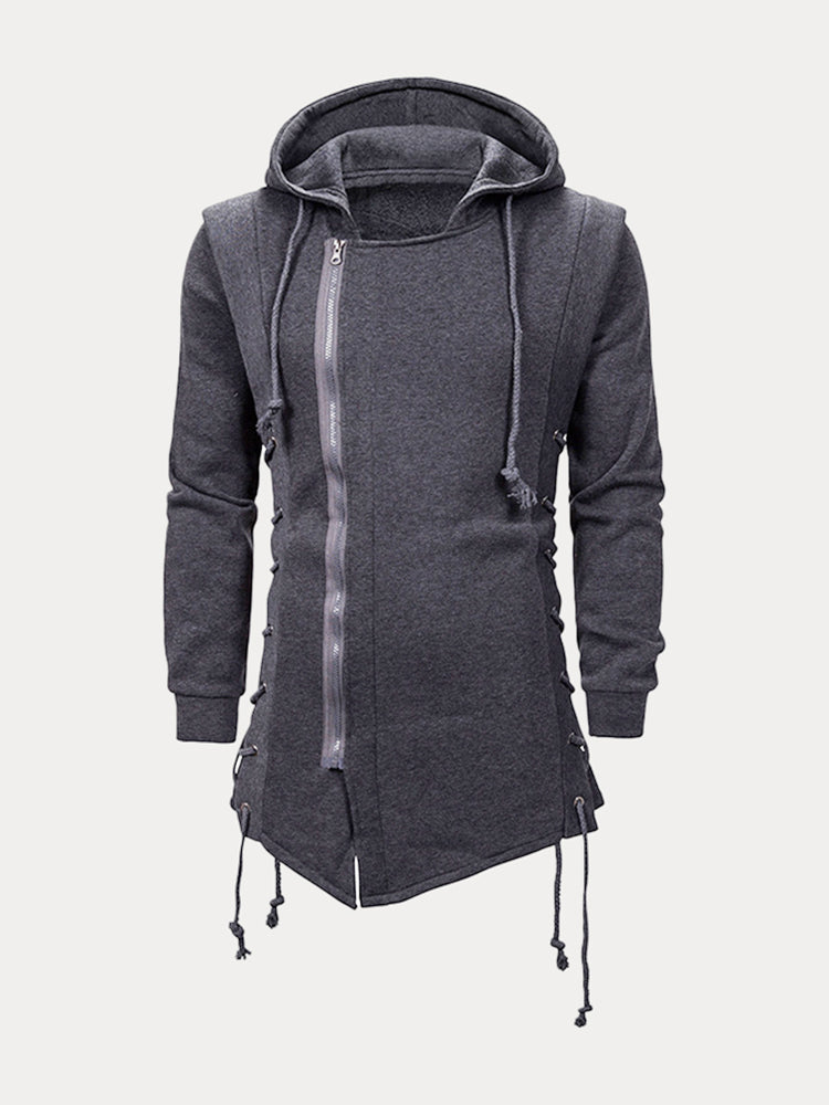 Gothic Style Zipper Hooded Outerwear