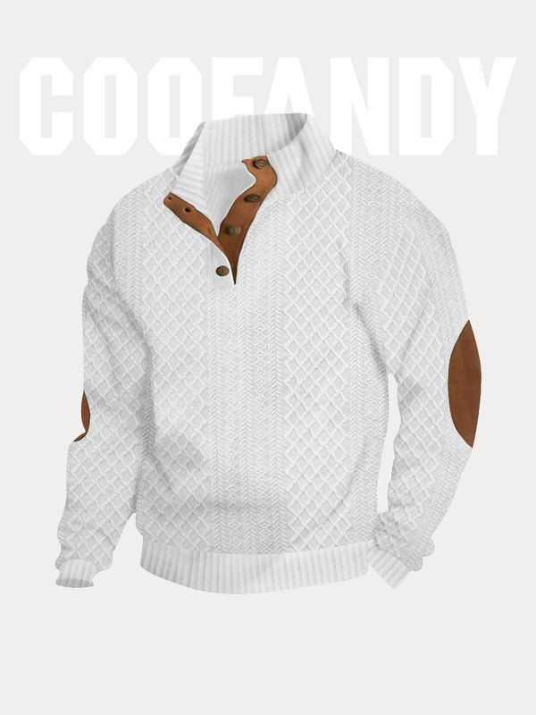 Textural Stand Collar Sweatshirt