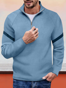 Casual Color Block Suede Sweatshirt