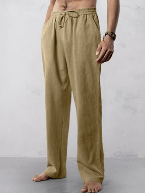 Casual Straight-Leg Cotton Linen Pants