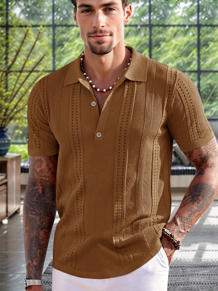 Simple Breathable Knit Polo Shirt