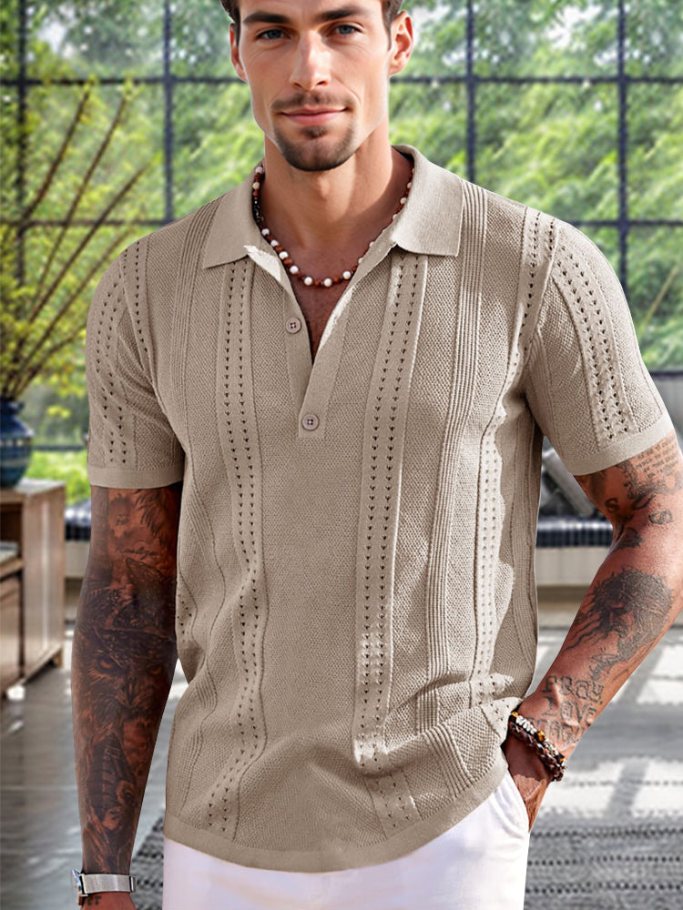 Simple Breathable Knit Polo Shirt