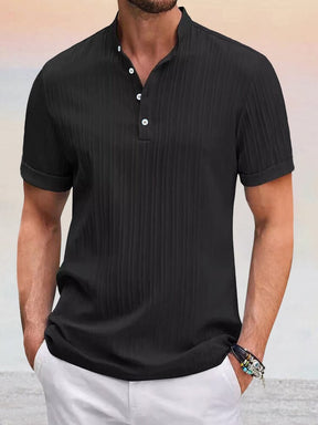 Leisure Simple Stripe Henley Shirt Shirts coofandy Black S 