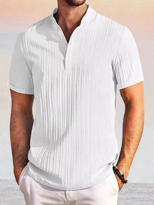 Leisure Simple Stripe Henley Shirt Shirts coofandy White S 