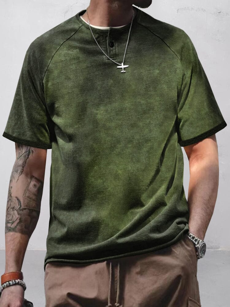Vintage Tie Dye Printed T-shirt T-shirt coofandy Green S 