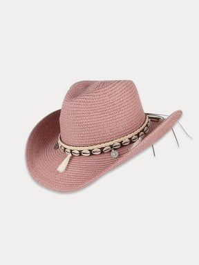 Stylish Wide Brim Woven Straw Hat Hat coofandy Pink F(56-58) 